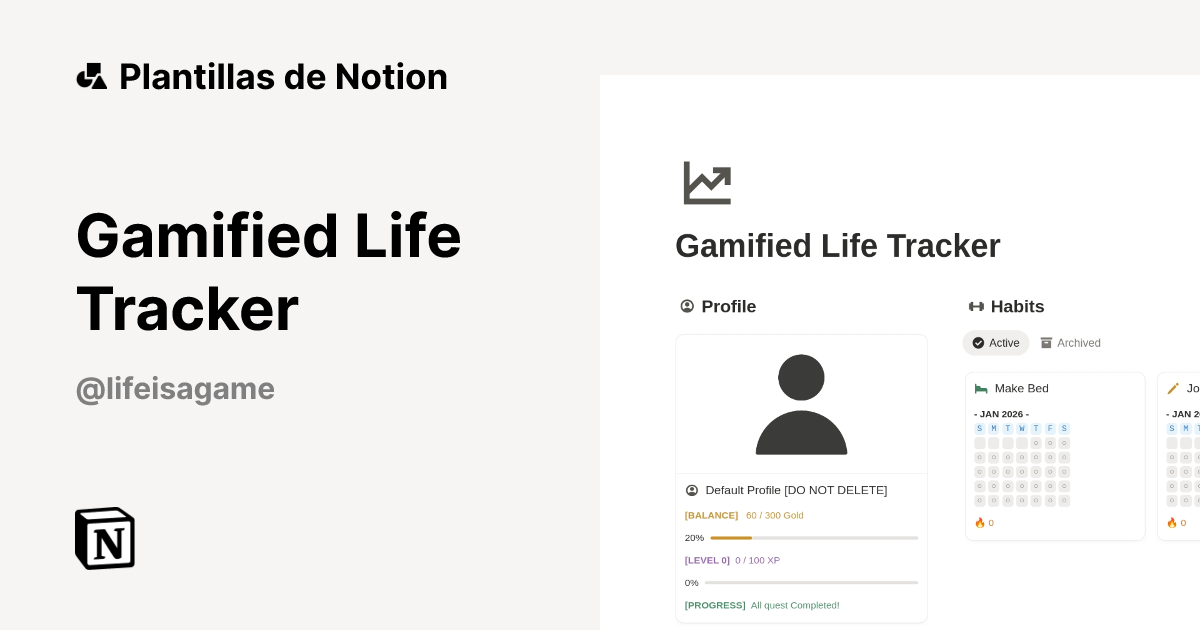 Plantilla Gamified Life Tracker | Notion Marketplace