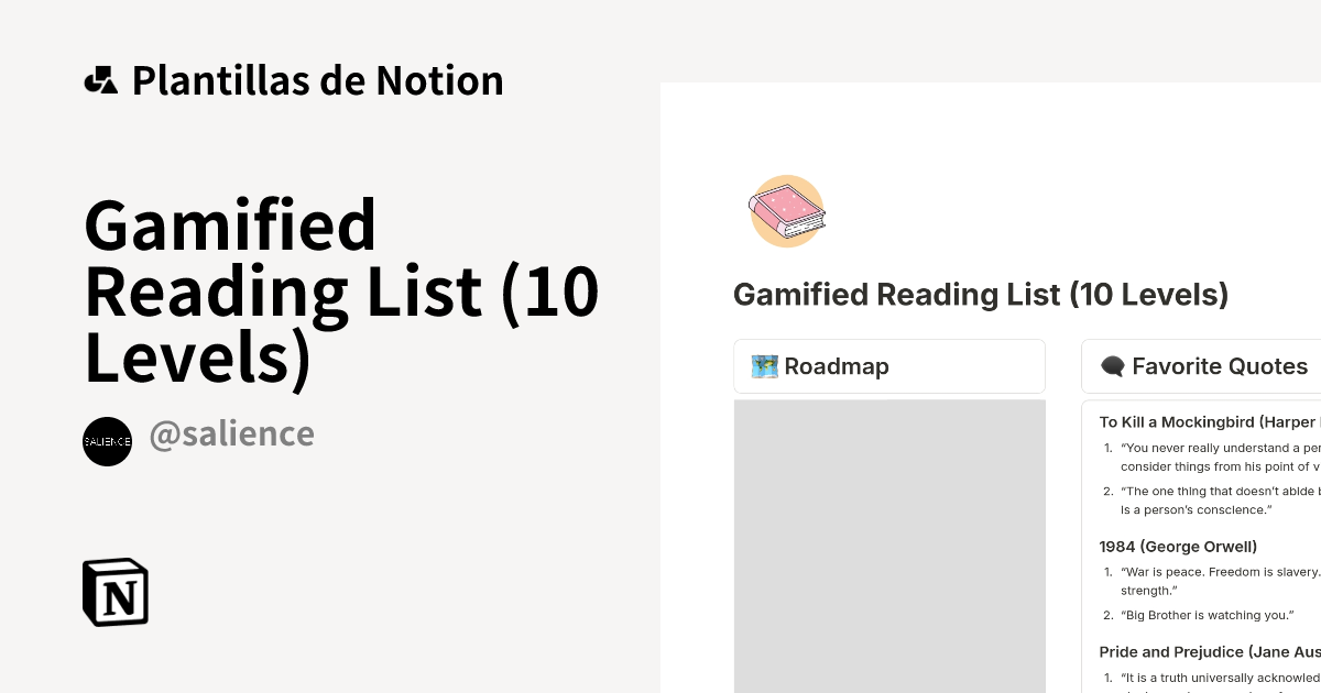 Plantilla Gamified Reading List (10 Levels) Notion Marketplace