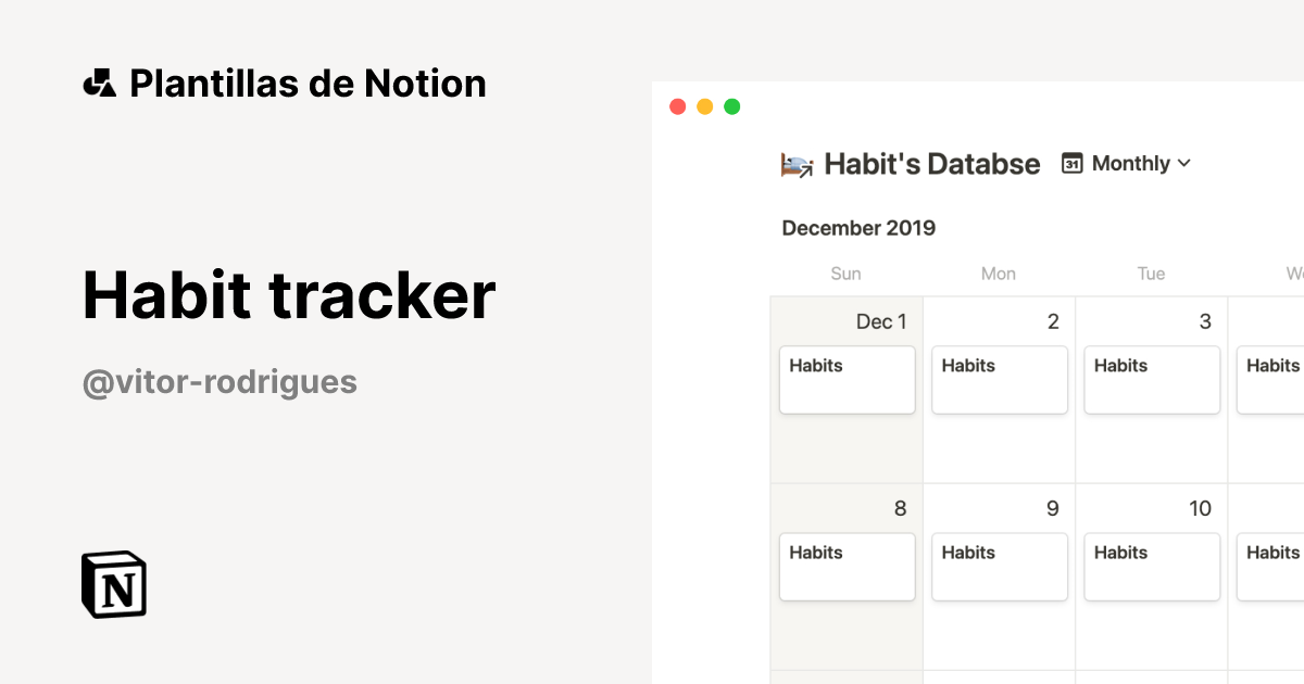 Plantilla Habit tracker | Notion Marketplace