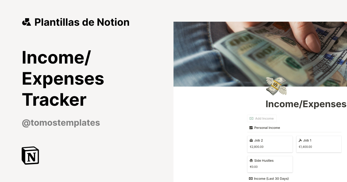 Plantilla Income/Expenses Tracker de Tomo | Notion Marketplace