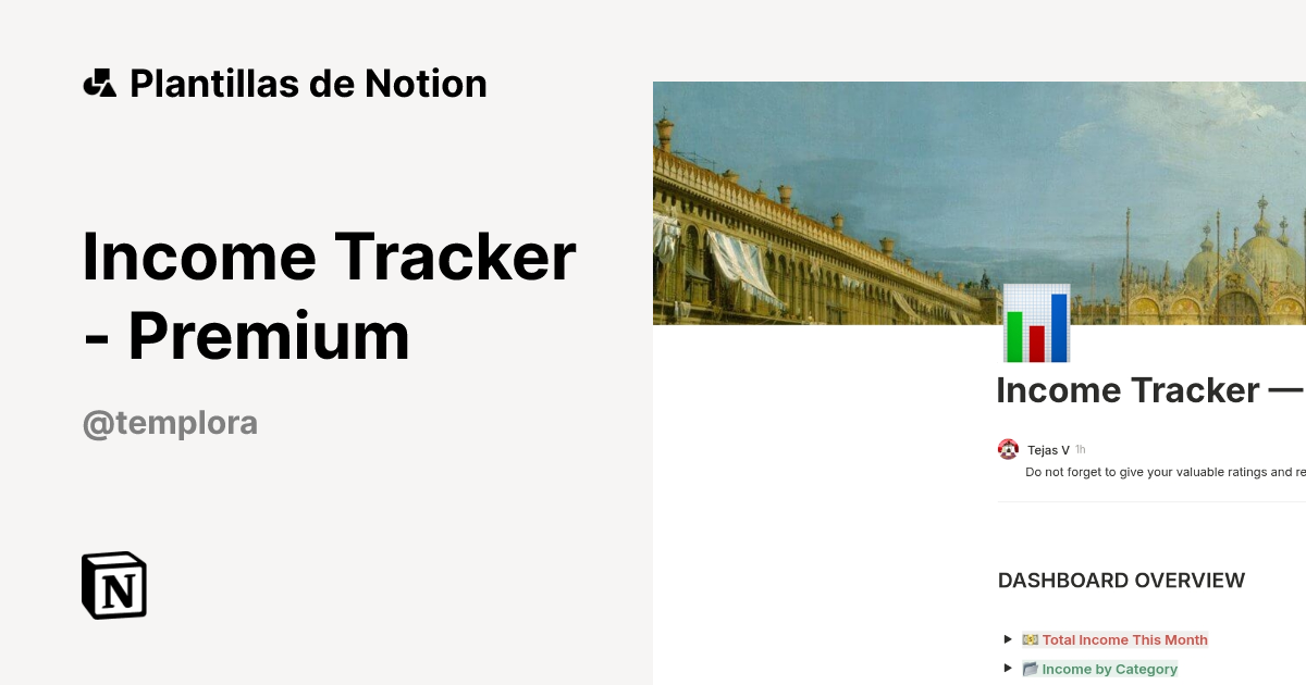 Plantilla Income Tracker - Premium de Templora | Notion Marketplace