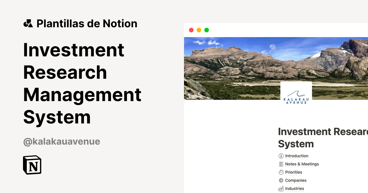 Plantilla Investment Research Management System | Notion Marketplace