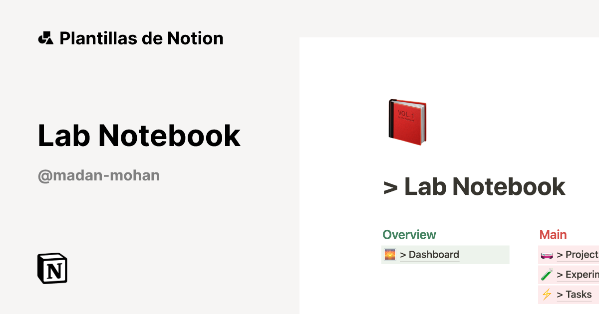 Plantilla Lab Notebook de Madan Mohan | Notion Marketplace