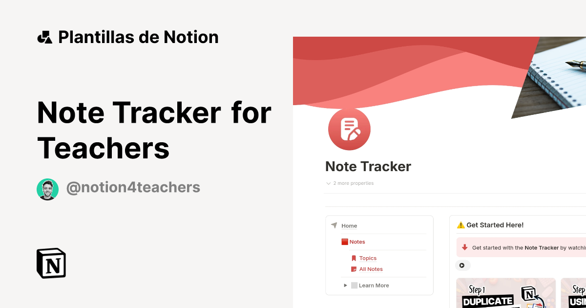 Plantilla Note Tracker for Teachers | Notion Marketplace