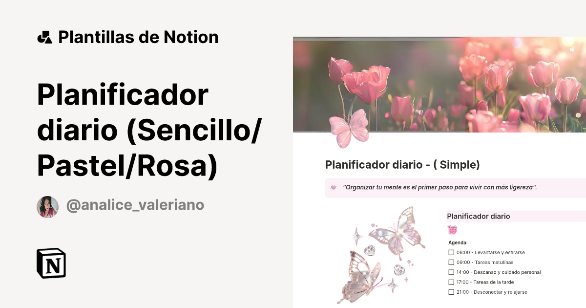 Plantilla Planificador diario (Sencillo/Pastel/Rosa) de Analice ...