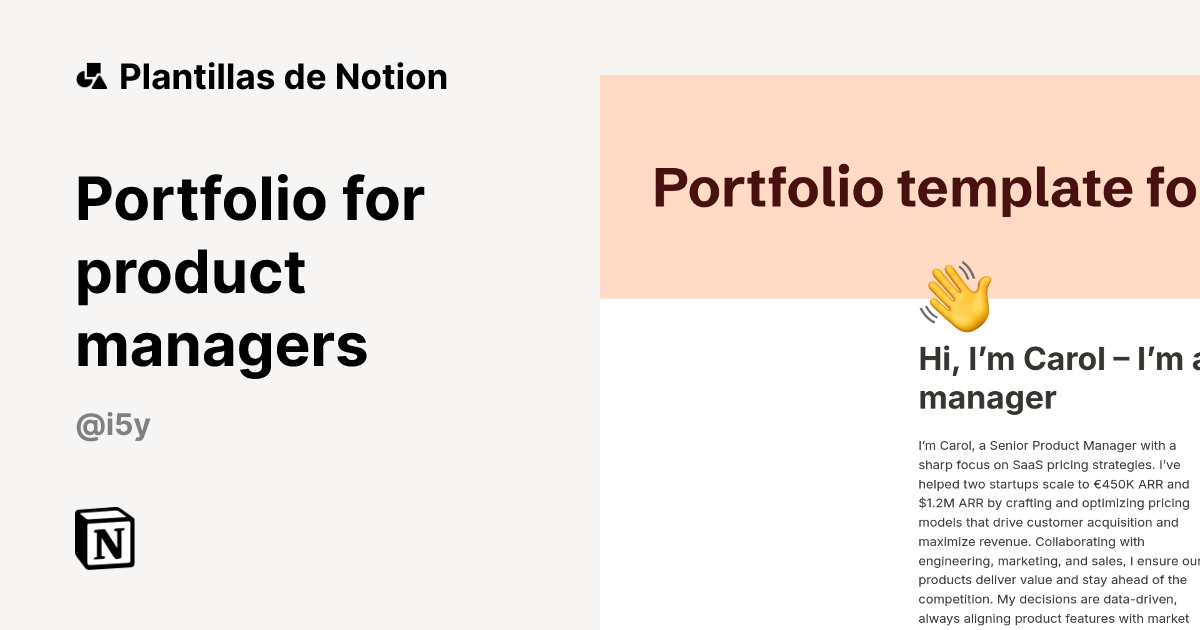 Plantilla Portfolio for product managers de In Five Years | Notion ...