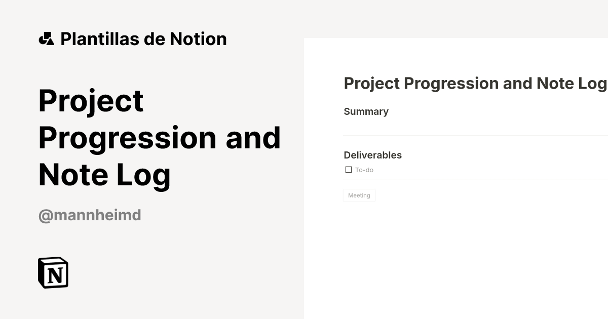 Plantilla Project Progression and Note Log | Notion Marketplace