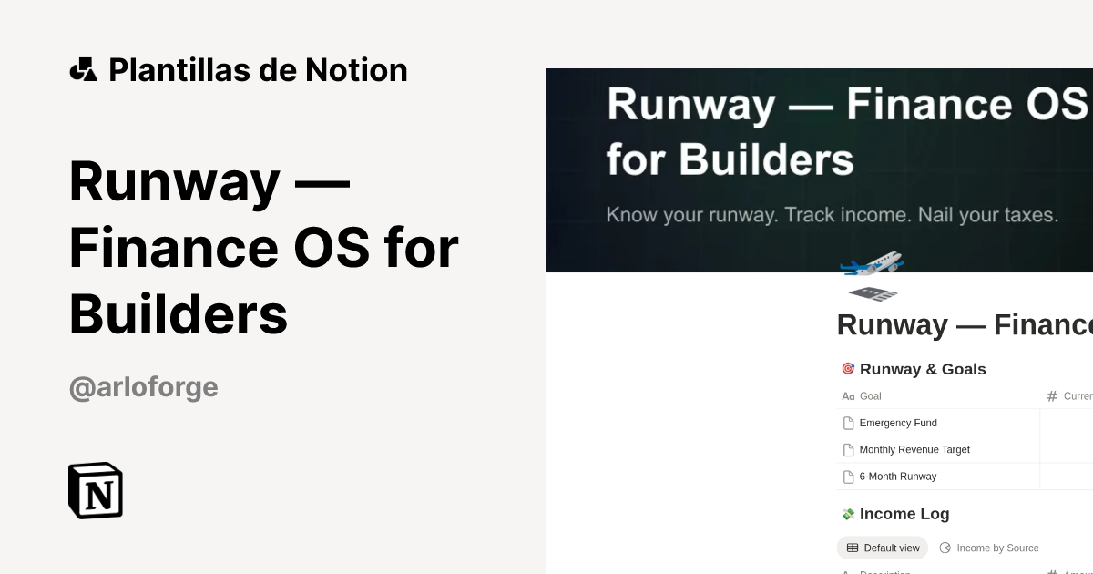 Plantilla Runway — Finance OS for Builders | Notion Marketplace