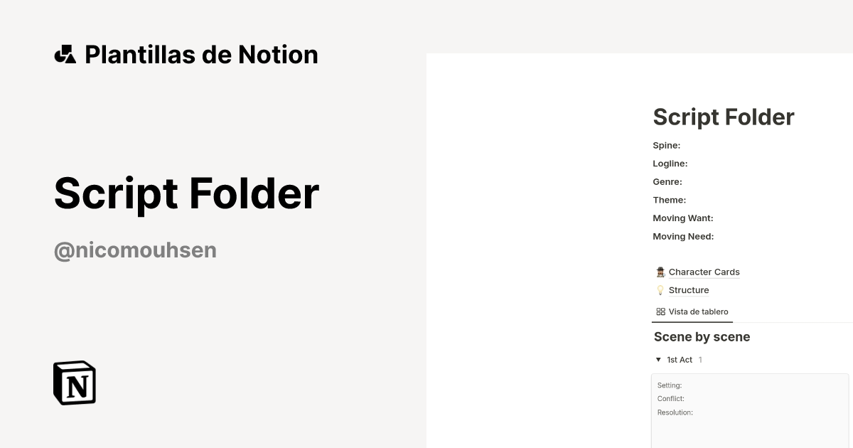 Plantilla Script Folder de Nico Mouhsen | Notion Marketplace