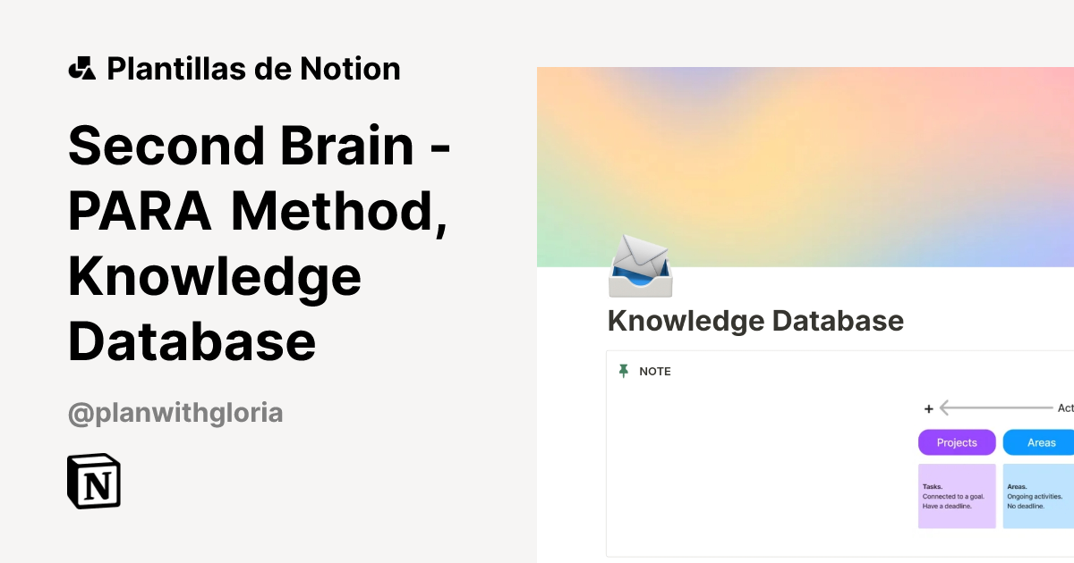 Plantilla Second Brain - PARA Method, Knowledge Database | Notion ...