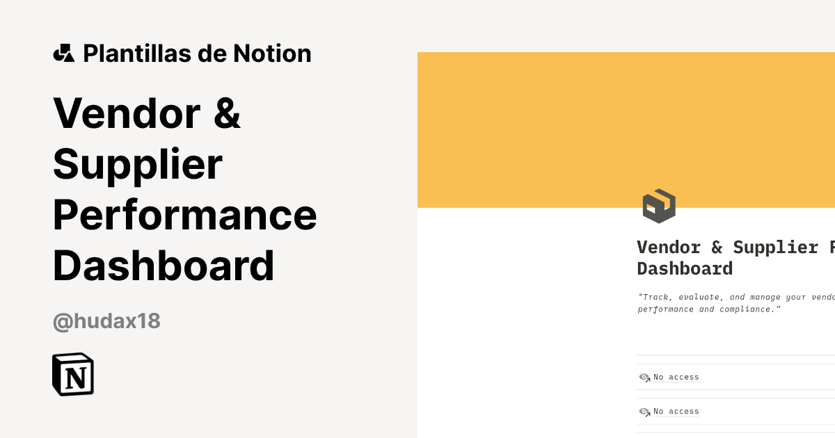 Plantilla Vendor & Supplier Performance Dashboard | Notion Marketplace