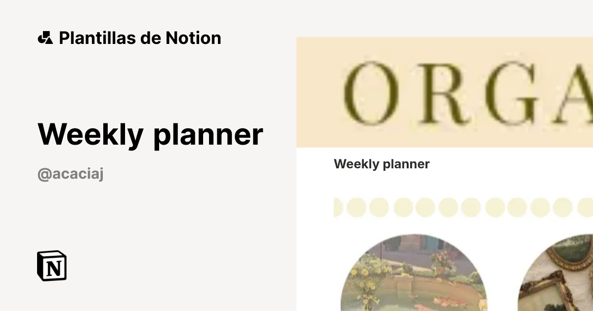Plantilla Weekly planner | Notion Marketplace