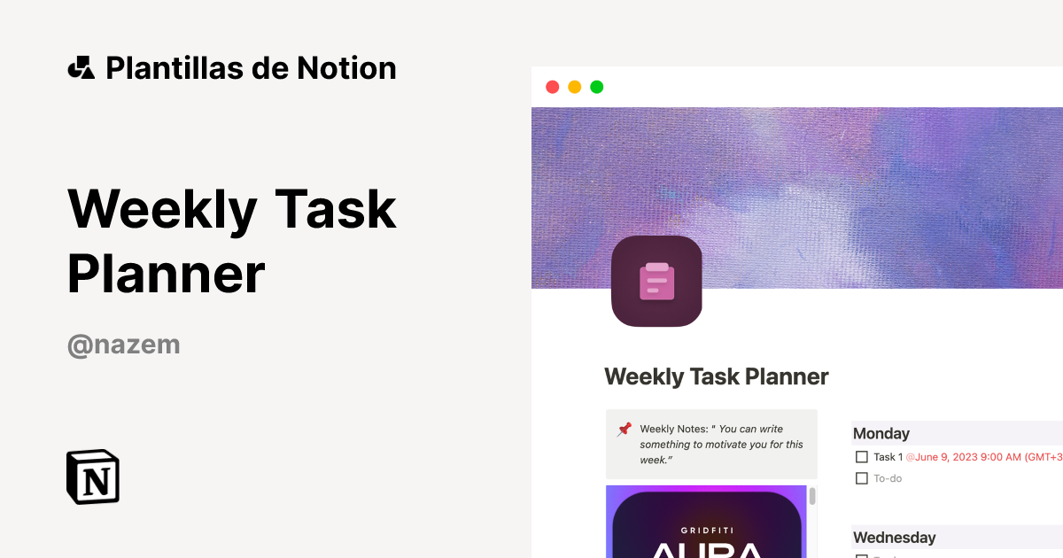 Plantilla Weekly Task Planner | Notion Marketplace