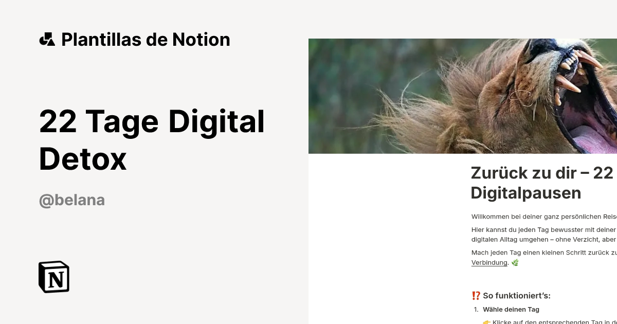 Plantilla 22 Tage Digital Detox | Notion Marketplace