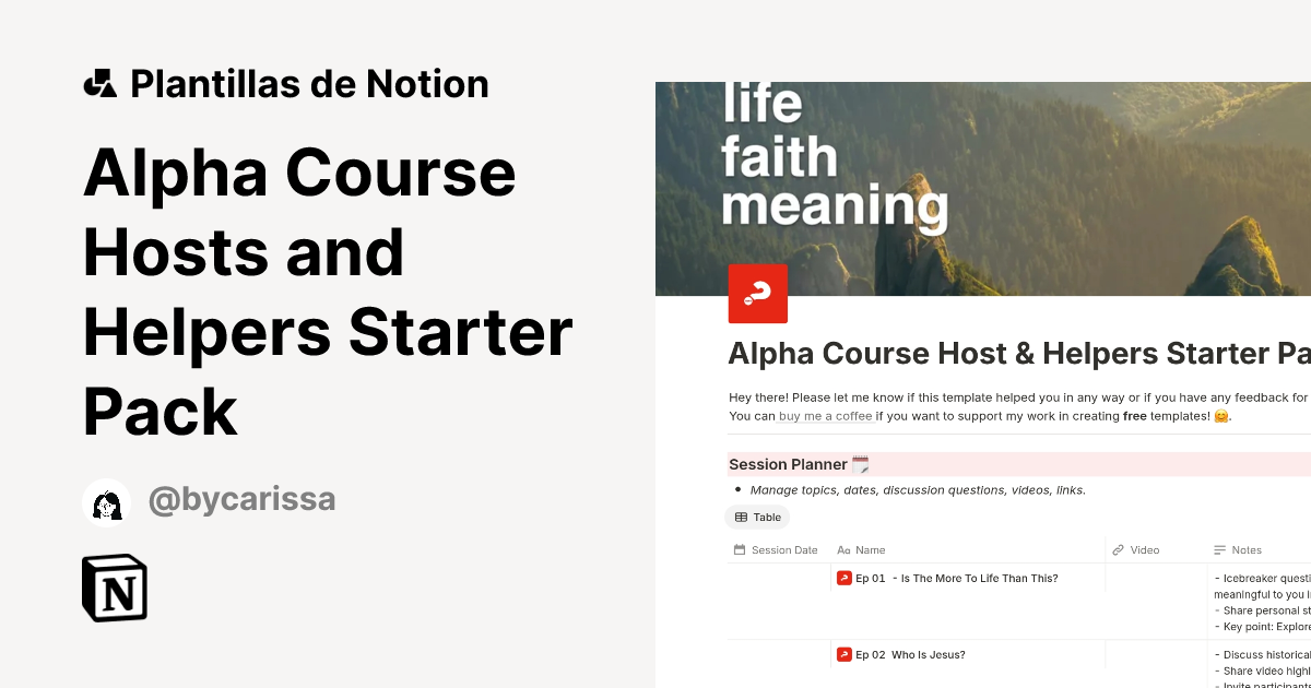 Plantilla Alpha Course Hosts and Helpers Starter Pack | Notion Marketplace