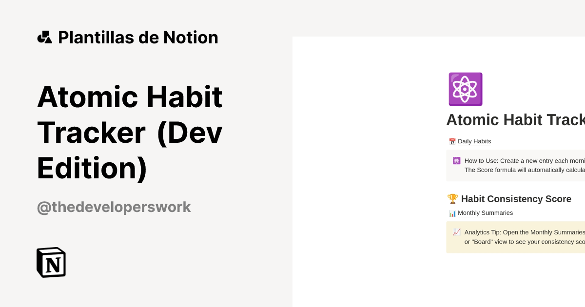 Plantilla Atomic Habit Tracker (Dev Edition) de The Developers@Work ...