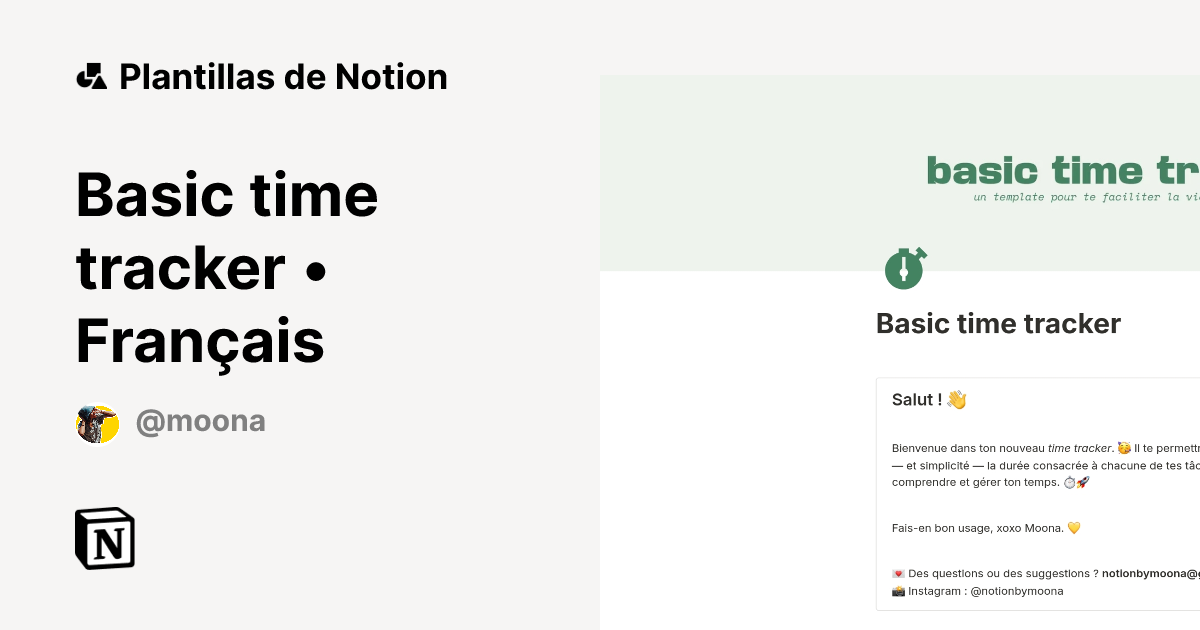 Plantilla Basic time tracker • Français | Notion Marketplace
