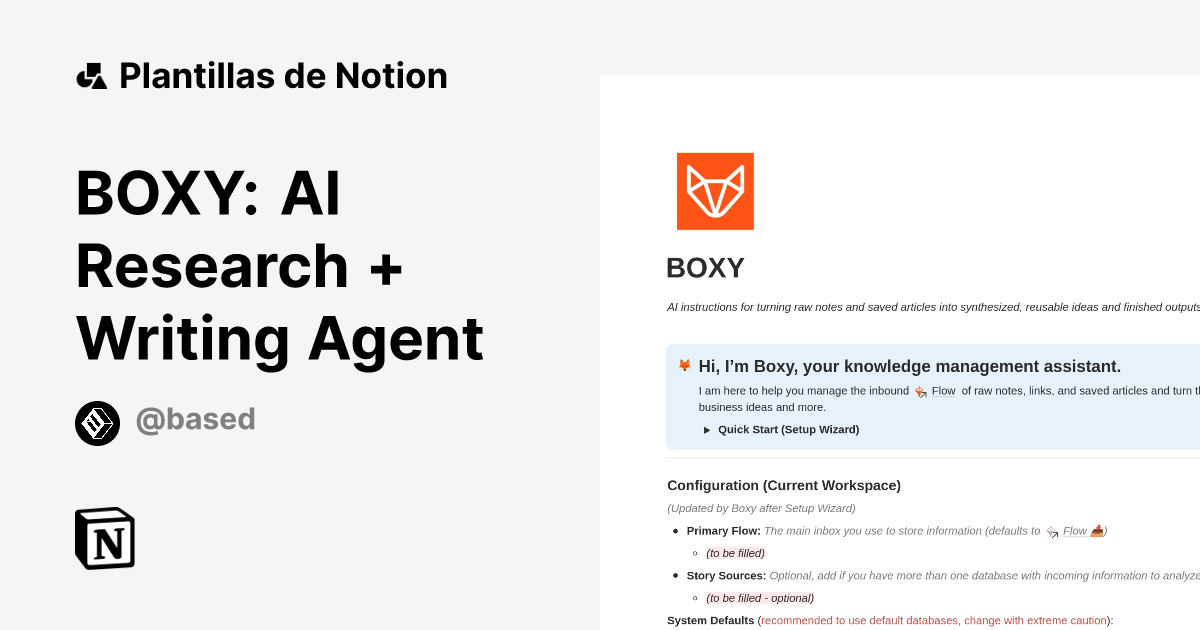 Plantilla BOXY: AI Research + Writing Agent | Notion Marketplace