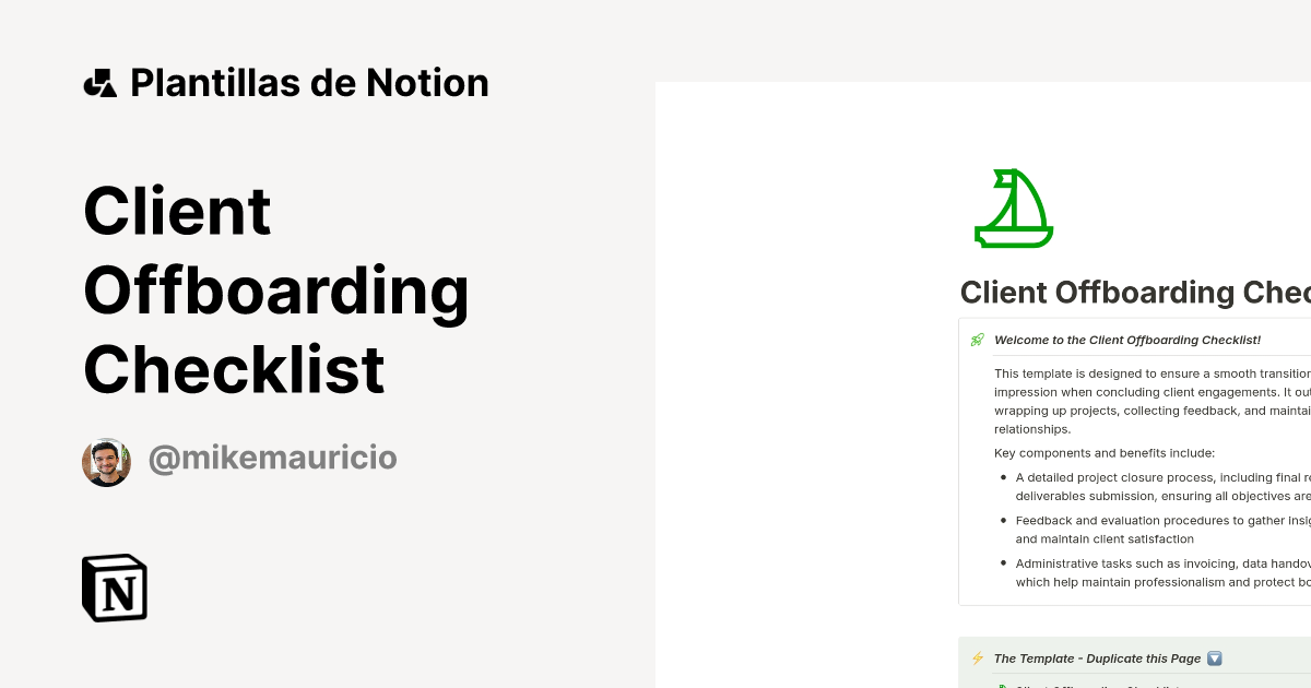 Plantilla Client Offboarding Checklist | Notion Marketplace