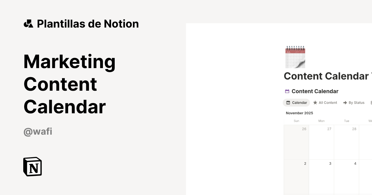 Plantilla Marketing Content Calendar | Notion Marketplace