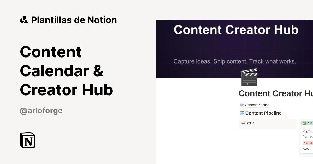 Plantilla Content Calendar & Creator Hub | Notion Marketplace