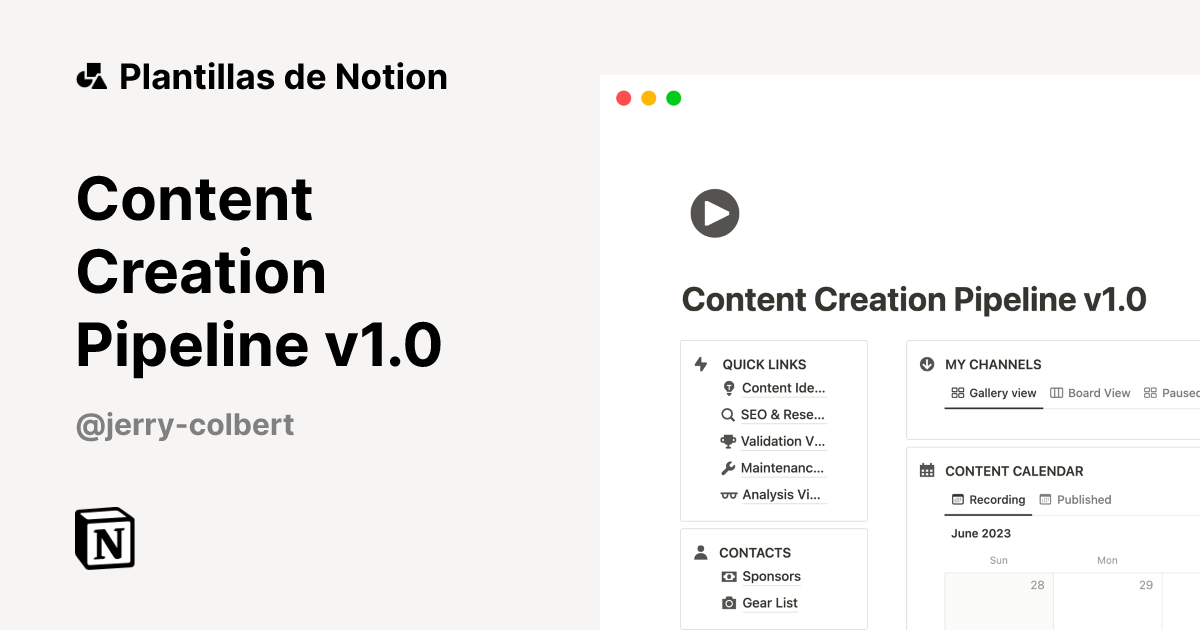 Plantilla Content Creation Pipeline v1.0 | Notion Marketplace