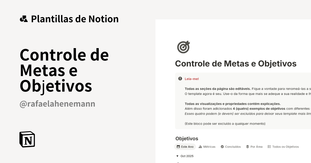 Plantilla Controle de Metas e Objetivos | Notion Marketplace