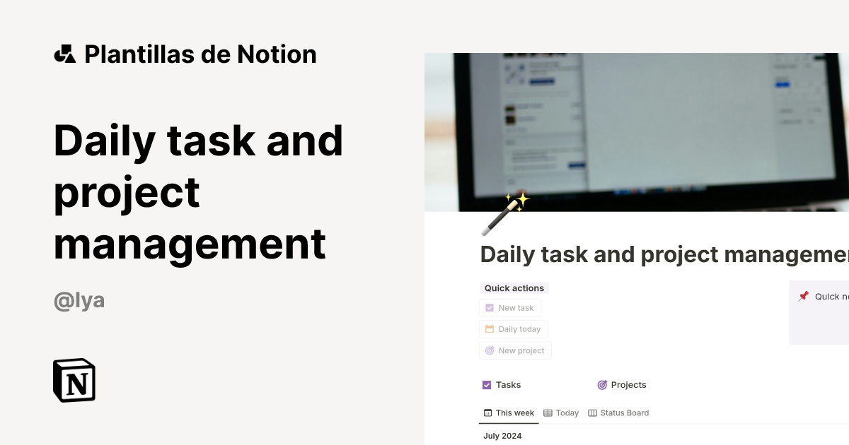 Plantilla Daily task and project management | Notion Marketplace