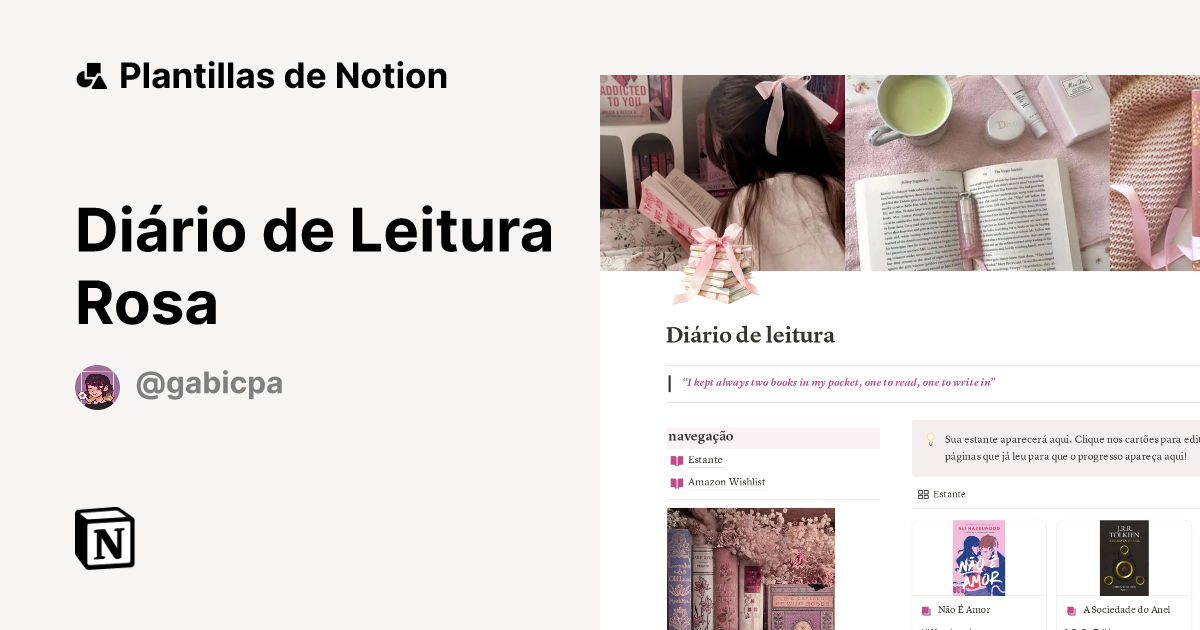 Plantilla Diário de Leitura Rosa | Notion Marketplace