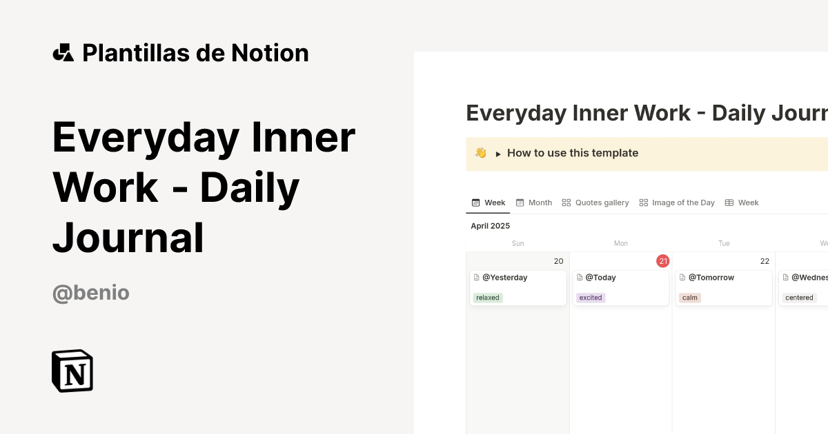 Plantilla Everyday Inner Work - Daily Journal | Notion Marketplace