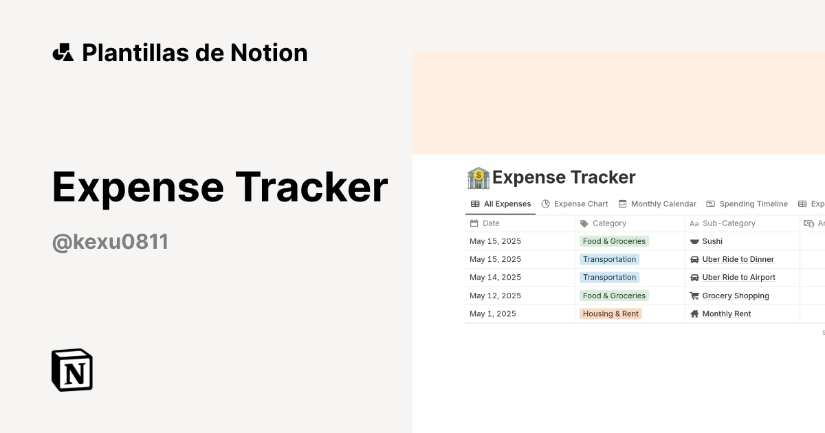 Plantilla Expense Tracker de Coco | Notion Marketplace