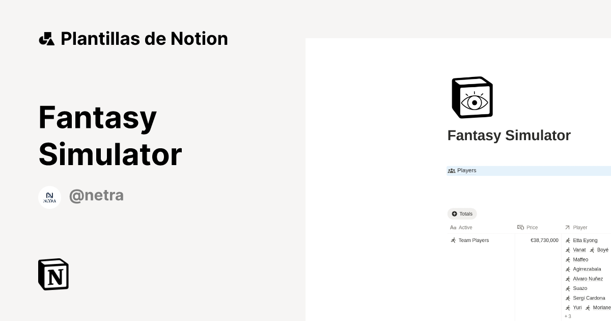 Plantilla Fantasy Simulator de NTQick | Notion Marketplace