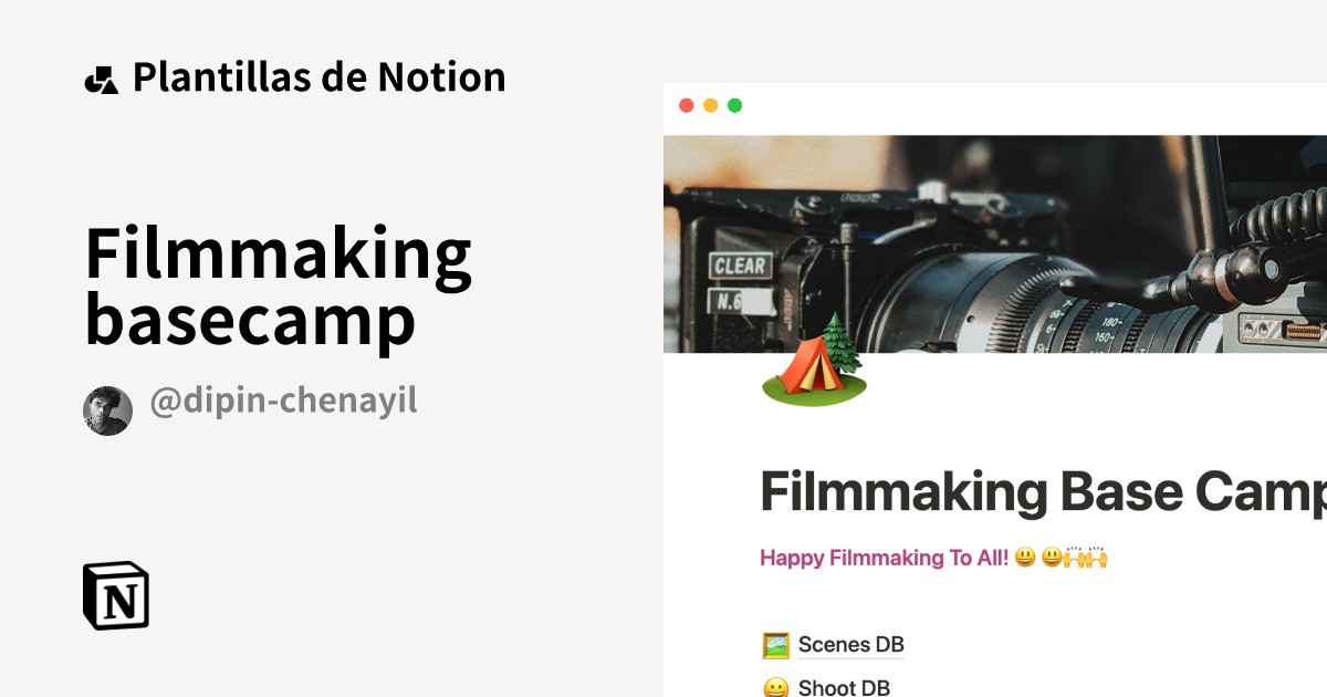 Plantilla Filmmaking basecamp | Notion Marketplace
