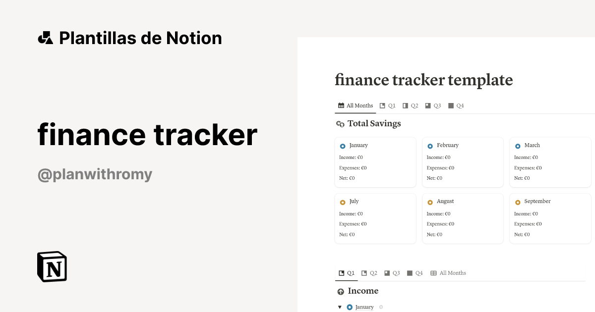 Plantilla finance tracker de planwithromy | Notion Marketplace