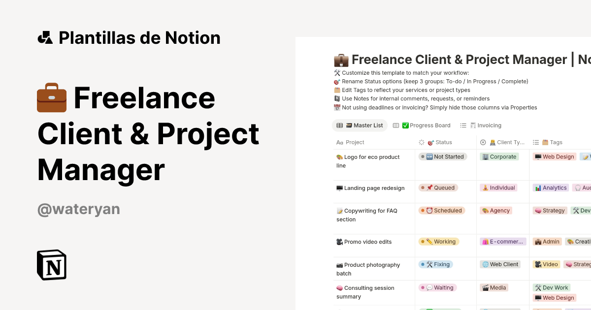 Plantilla 💼 Freelance Client & Project Manager | Notion Marketplace