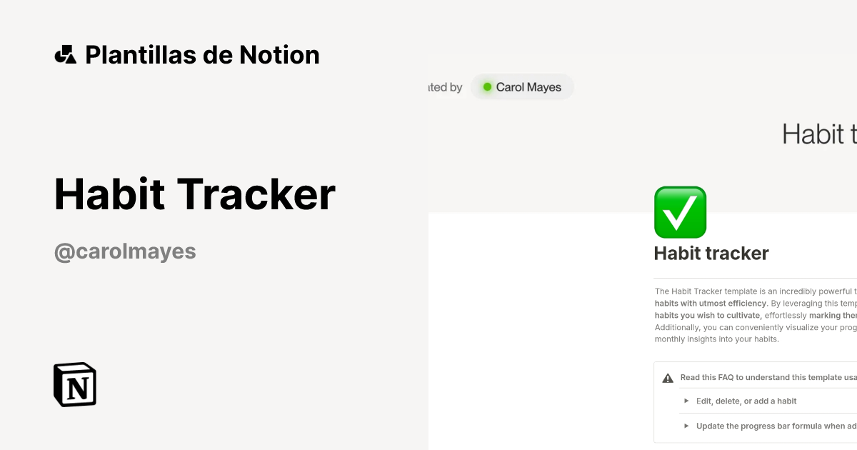 Plantilla Habit Tracker | Notion Marketplace