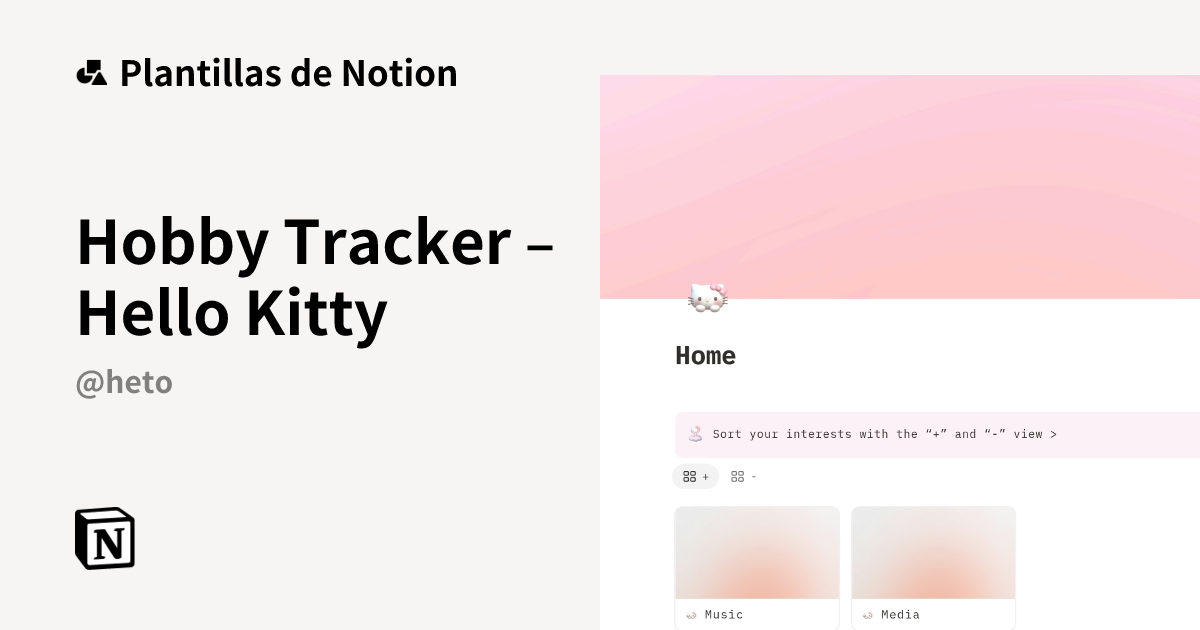Plantilla Hobby Tracker – Hello Kitty | Notion Marketplace