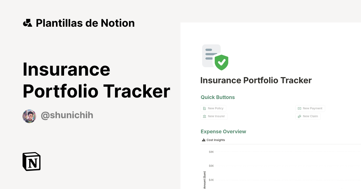 Plantilla Insurance Portfolio Tracker | Notion Marketplace