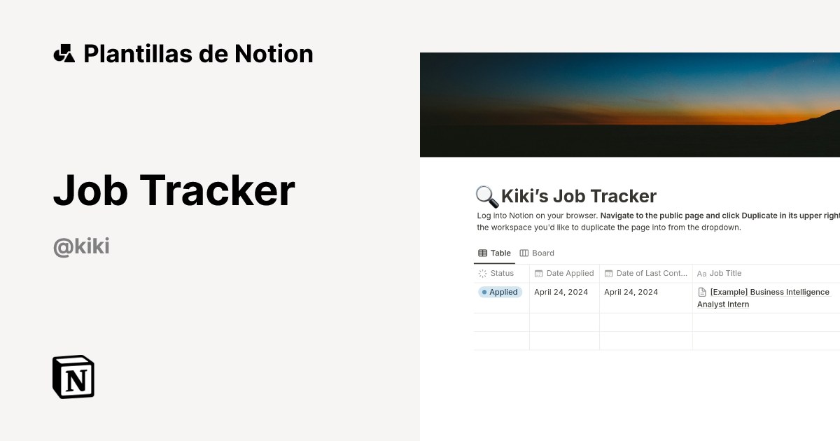 Plantilla Job Tracker | Notion Marketplace