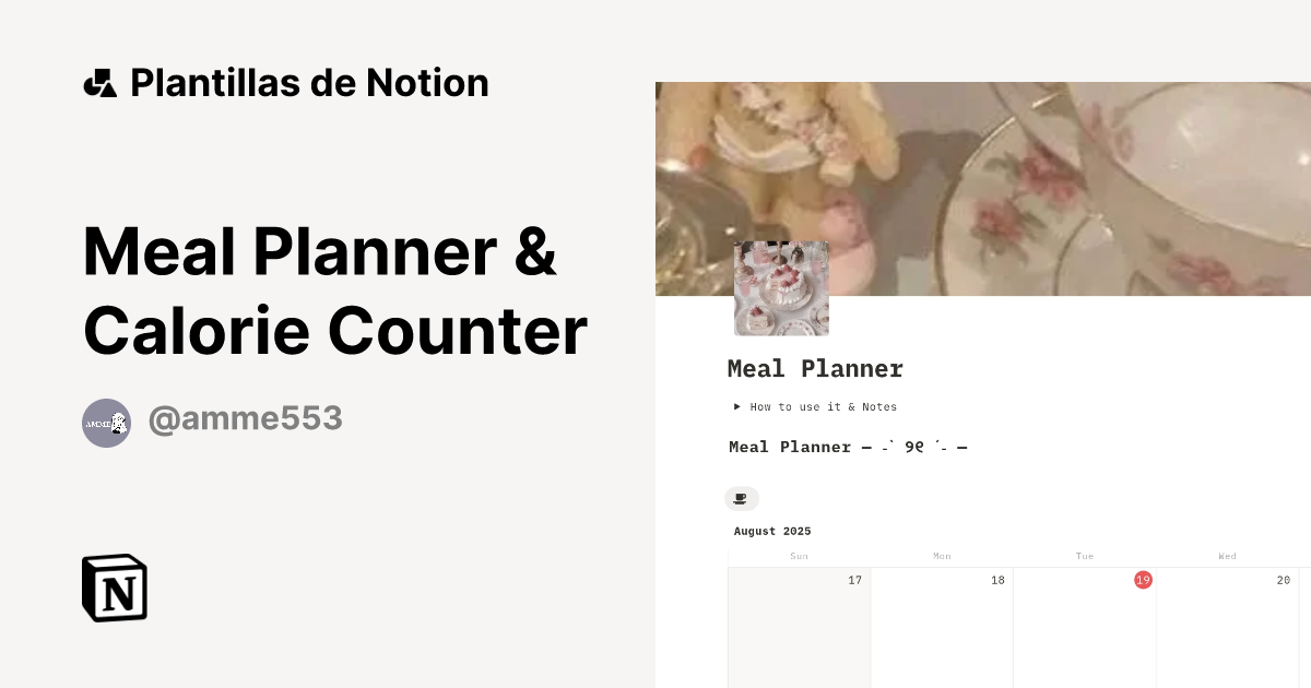 Plantilla Meal Planner & Calorie Counter de Amme | Notion Marketplace