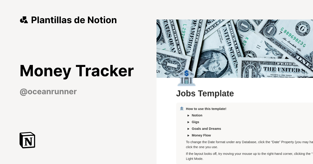 Plantilla Money Tracker de Taylor | Notion Marketplace