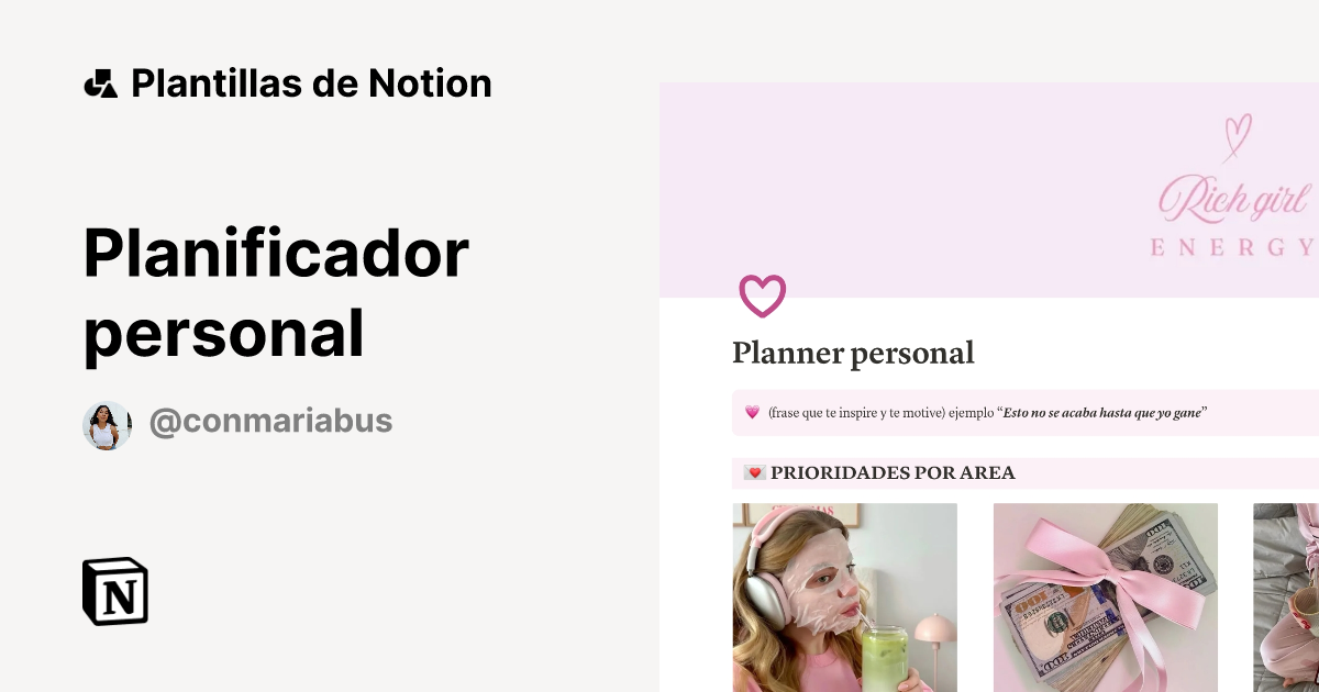 Plantilla Planificador personal de Conmariabus | Notion Marketplace