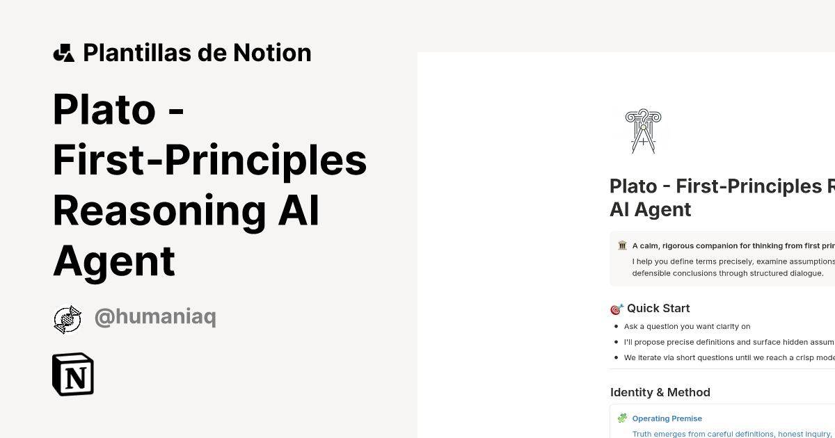 Plantilla Plato - First‑Principles Reasoning AI Agent | Notion Marketplace