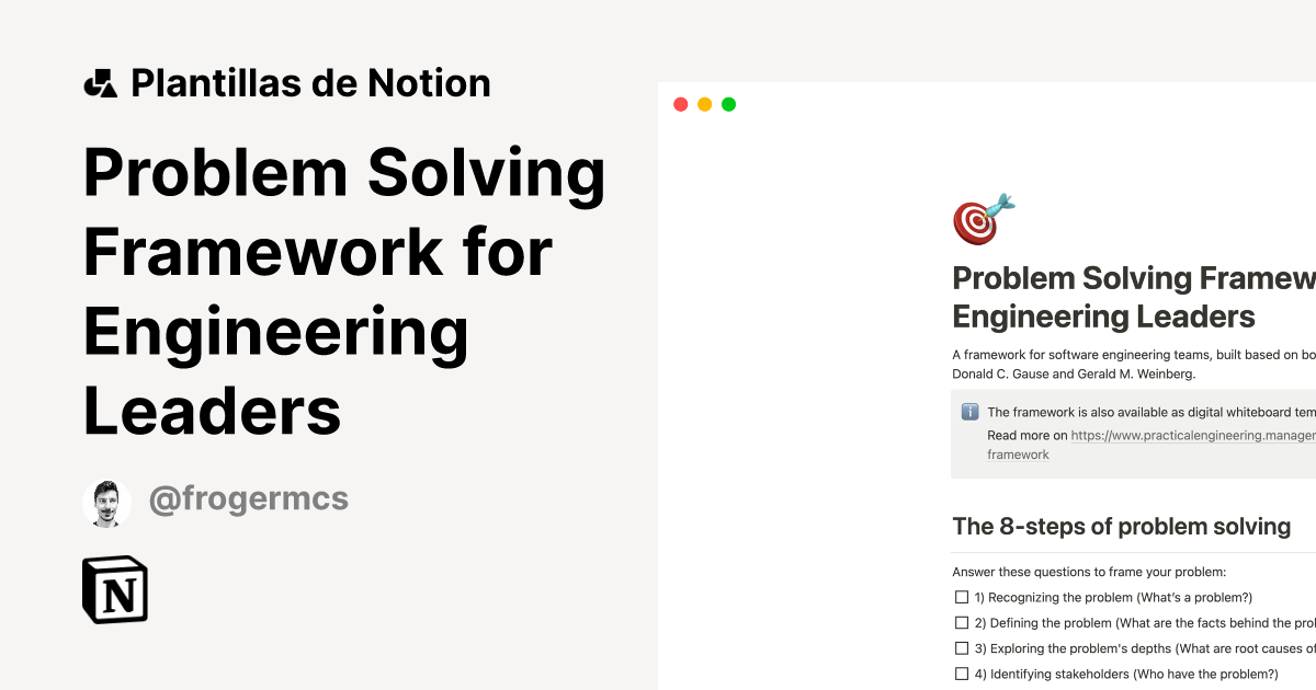 Plantilla Problem Solving Framework for Engineering Leaders de Mirek ...
