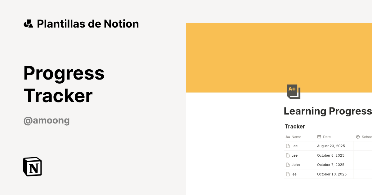 Plantilla Progress Tracker de Amoong | Notion Marketplace