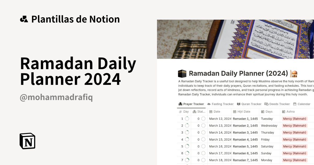 Plantilla Ramadan Daily Planner 2024 | Notion Marketplace