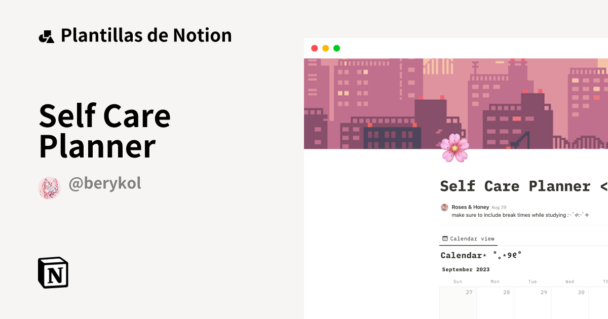 Plantilla Self Care Planner | Notion Marketplace