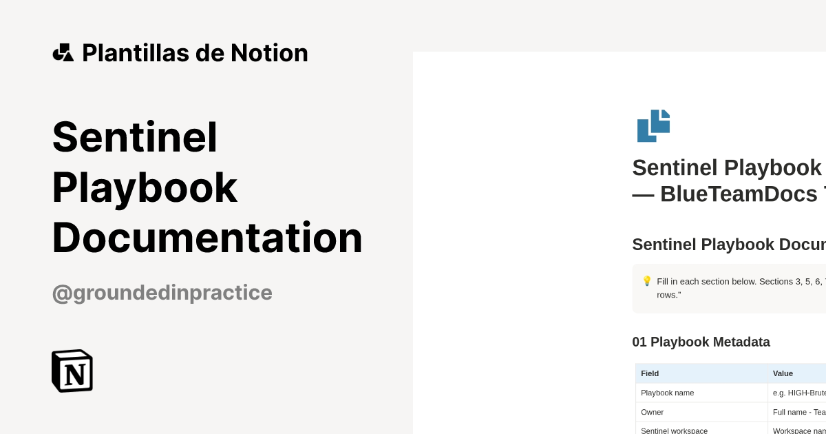 Plantilla Sentinel Playbook Documentation | Notion Marketplace