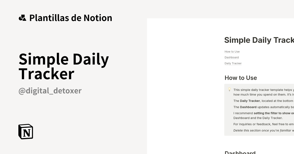 Plantilla Simple Daily Tracker | Notion Marketplace