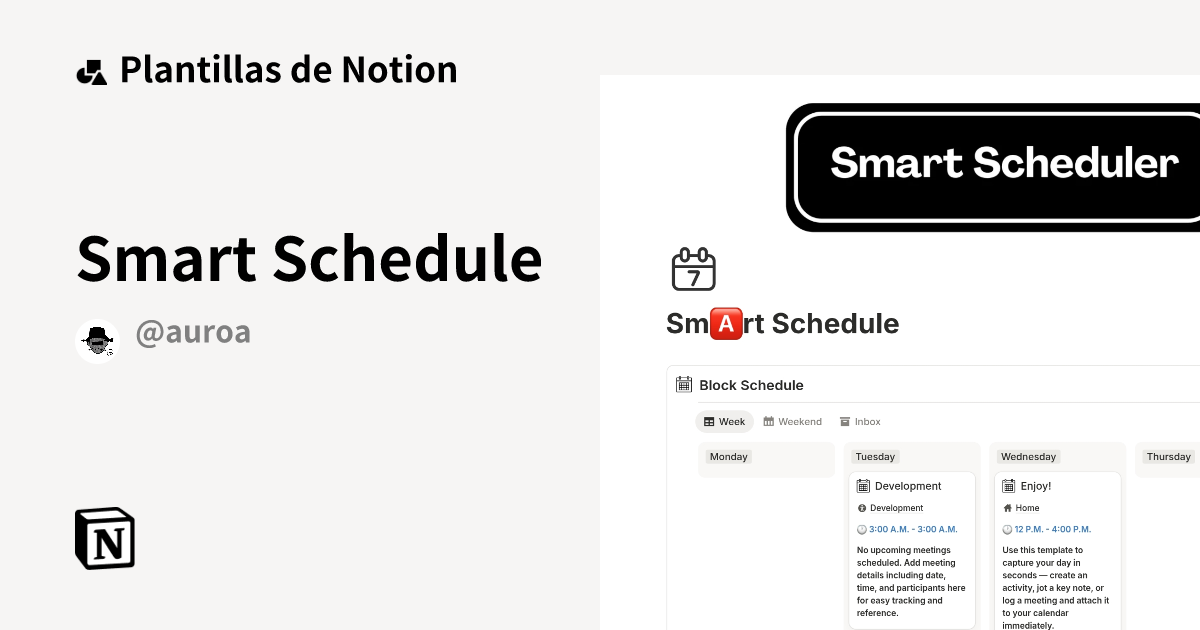 Plantilla Smart Schedule | Notion Marketplace